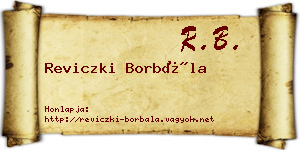 Reviczki Borbála névjegykártya